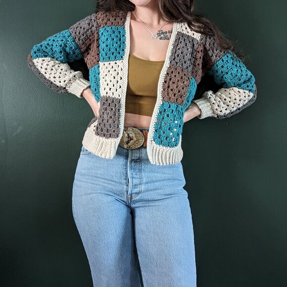 Handmade Crochet Granny Square Cardigan - Picture 2 of 9